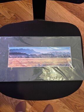Scenic Mountain Landscape Wall Art Print in Gray and Blue - Brand: